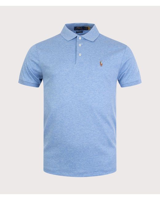Polo Ralph Lauren Blue Custom Slim Fit Soft Cotton Polo Shirt for men