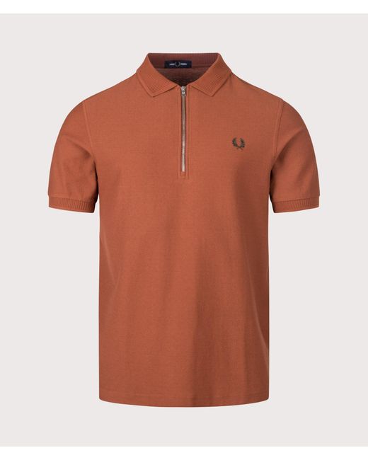 Fred Perry Orange Regular Fit Crepe Piqué Polo Shirt for men