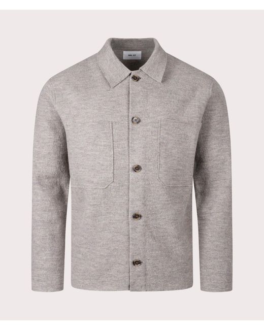 NN07 Gray Jonas Boiled Wool Overshirt for men