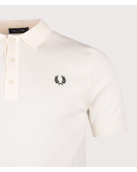 Fred Perry Natural Regular Fit Supima Cotton Knitted Polo Shirt for men