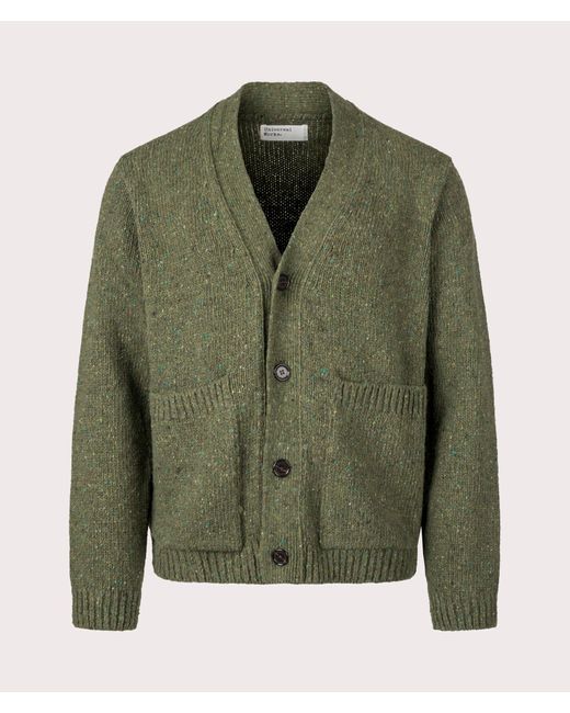 Universal Works Green Tweed Knit Langdale Cardigan for men