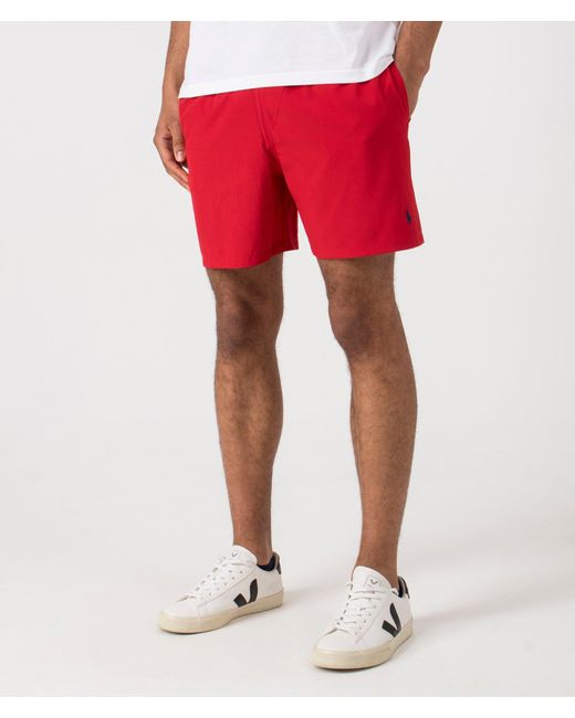 Polo Ralph Lauren Red Regular Fit Traveler Mid Swim Shorts for men