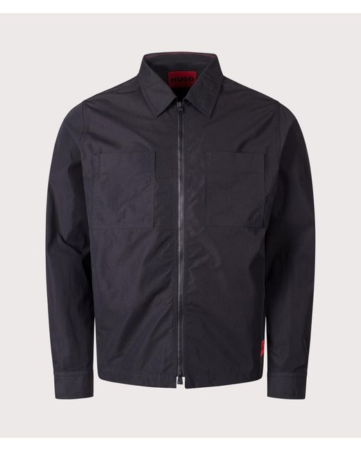 HUGO Blue Oversized Zip Through Evalom Overshirt for men
