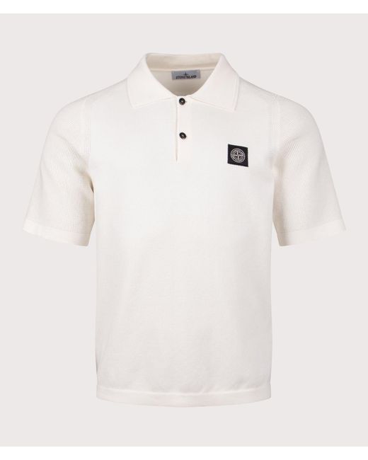 Stone Island Natural Relaxed Fit Micro Stitch Organic Cotton Compass Polo Shirt for men