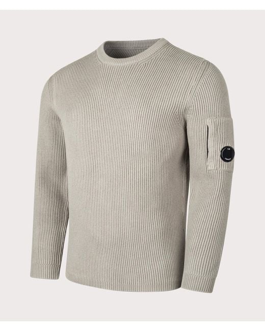 C P Company Gray Full Rib Knitted Jumper for men