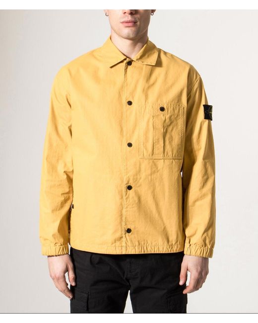Stone Island Yellow Relaxed Fit Double Coated Cotton Ripstop Overshirt for men