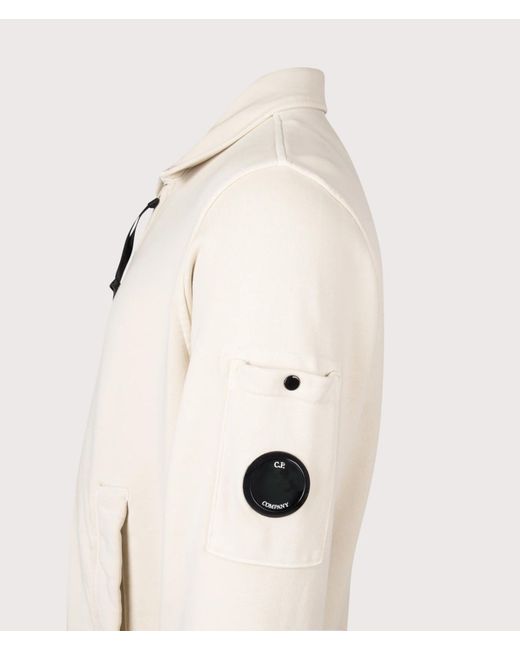 C P Company Natural Diagonal Fleece Zip Lens Sweatshirt for men