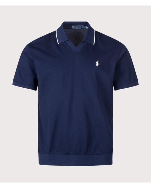 Polo Ralph Lauren Blue Regular Fit Jacquard Mesh Polo Shirt for men