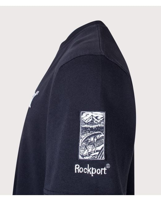 Rockport Blue Oversized Fit Highland Front Logo Washed T-Shirt for men