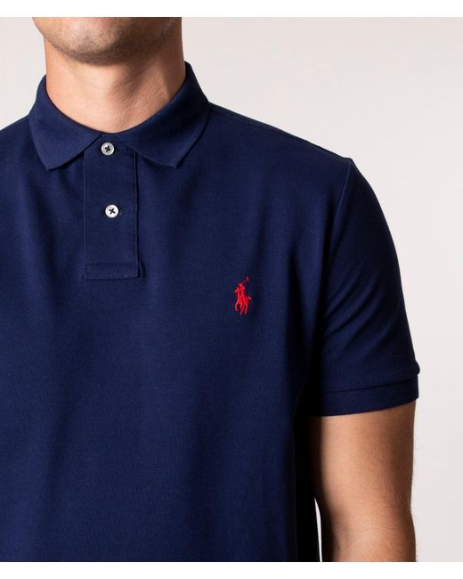 Polo Ralph Lauren Blue Custom Slim Fit Mesh Polo Shirt for men