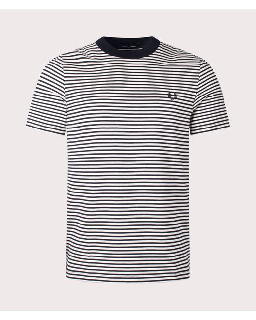 Fred Perry White Fine Stripe Heavy Weight T-shirt for men