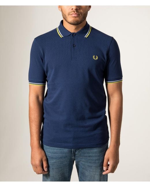 Fred Perry Blue Regular Fit Twin Tipped Polo Shirt for men