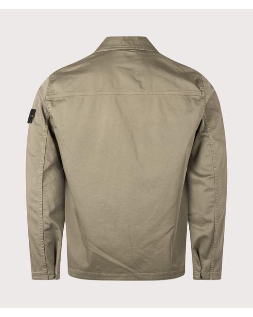 Stone Island Natural Stretch Organic Cotton Satin Overshirt for men