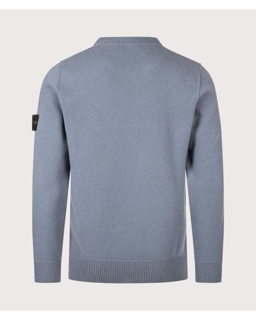 Stone Island Blue Lambswool Crewneck Jumper for men