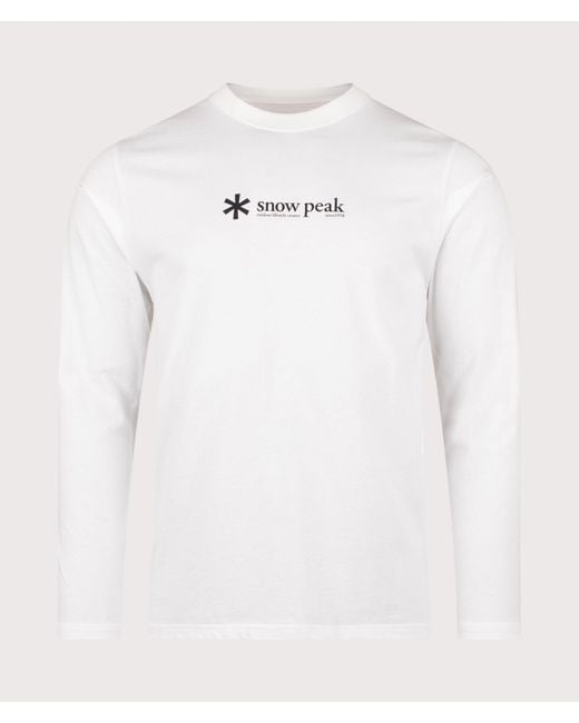 Snow Peak White Soft Cotton Logo Long Sleeve T-Shirt for men