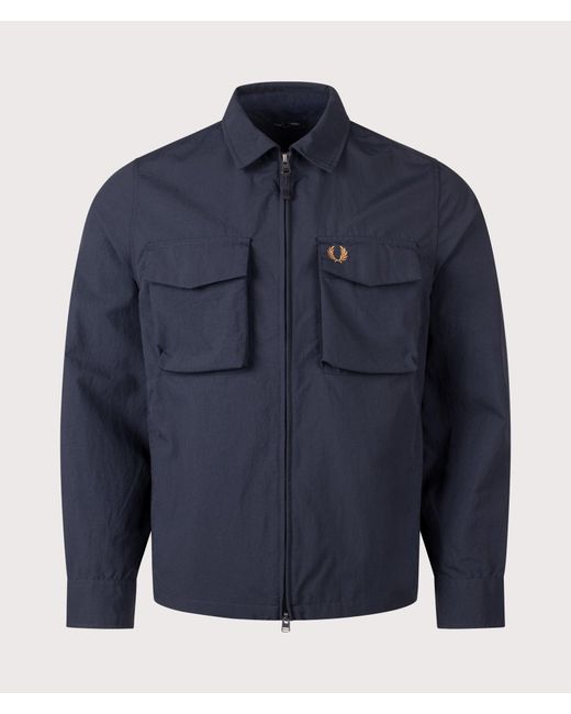 Fred Perry Blue Regular Fit Ripstop Pocket Overshirt for men