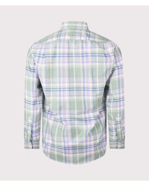 Polo Ralph Lauren Blue Custom Fit Plaid Oxford Shirt for men