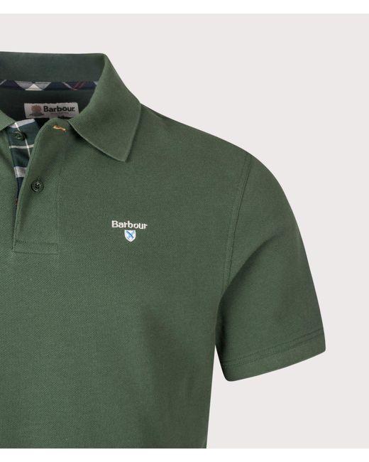 Barbour Green Tailored Fit Tartan Piqué Polo Shirt for men