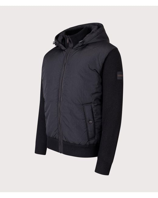Boss Blue Regular Fit Kiaccio Hooded Hybrid Jacket for men