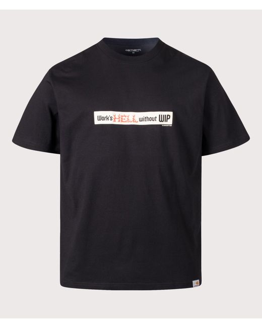 Carhartt Black Loose Fit Bumper Stickers T-Shirt for men