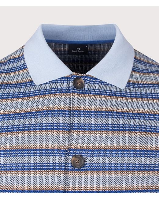 Paul Smith Blue Button Down Textured Stripe Cardigan for men