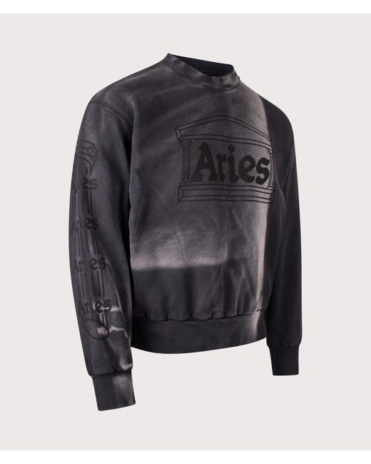 Aries Blue Sunbleached Column Sweatshirt for men