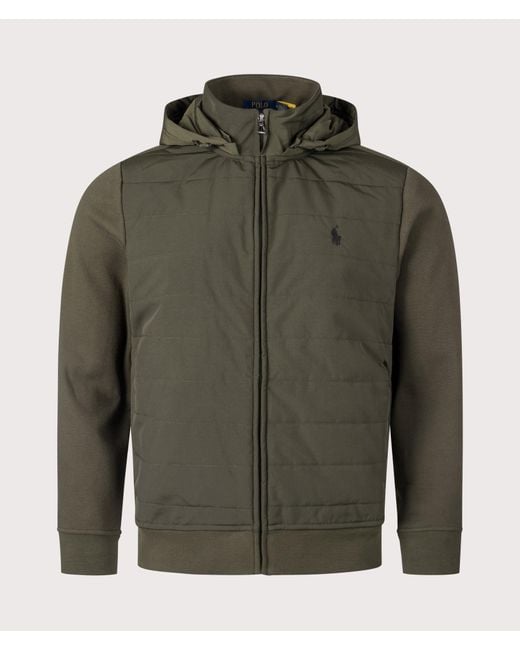 Polo Ralph Lauren Green Hybrid Zip Through Hoodie for men