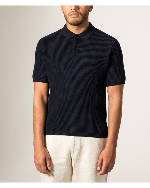 Norse Projects Blue Anholt Cotton Crepe Polo Shirt for men