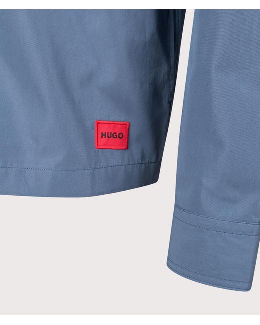 HUGO Blue Oversized Zip Through Evalom Overshirt for men