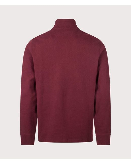 Polo Ralph Lauren Red Loose Fit Estate-Rib Quarter Zip Knit Jumper for men