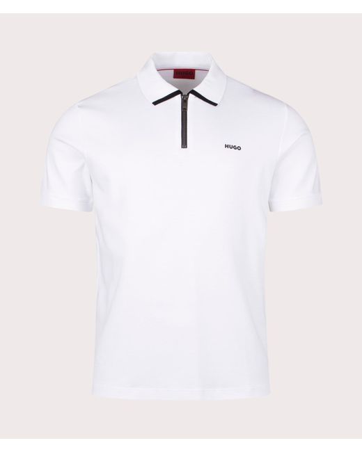 HUGO White Dalomino Polo Shirt for men
