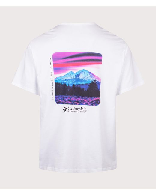 Columbia White Relaxed Fit Csc Heavyweight Back Graphic T-Shirt for men