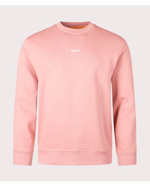 Boss Pink Wesmall Crew Sweatshirt for men
