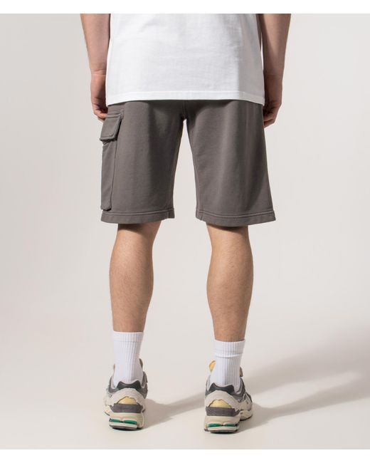 C P Company Gray Regular Fit Diagonal Fleece Cargo Sweatshorts for men