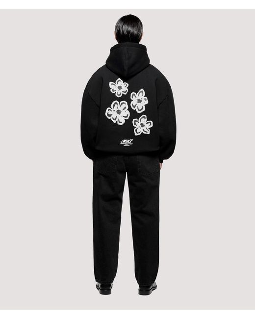 MKI Miyuki-Zoku Black Box Fit Hibiscus Hoodie for men