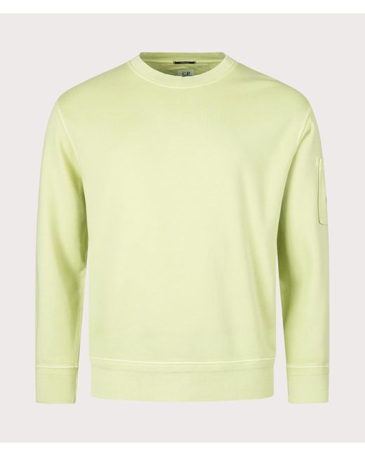 C P Company Yellow Cotton Diagonal Fleece Lens Sweatshirt for men