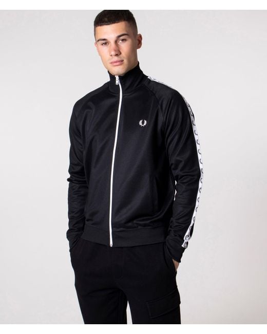 Fred Perry Blue Zip Through Taped Track Top for men