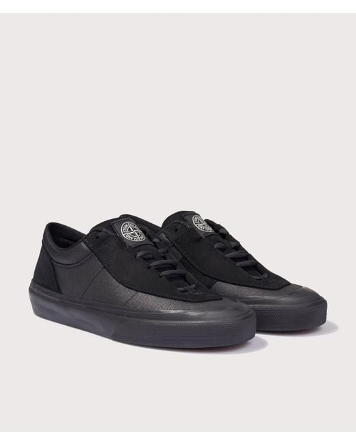 Stone Island Black Canvas Suede Low Top Trainers for men