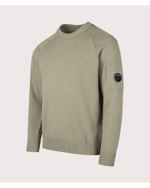C P Company Green Lambswool Grs Crewneck Lens Jumper for men
