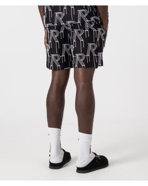 Represent Black Embroidered Initial Tailored Shorts for men