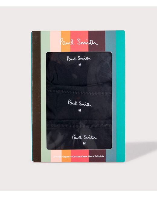 Paul Smith Black Regular Fit 3 Pack Logo Lounge T-Shirts for men