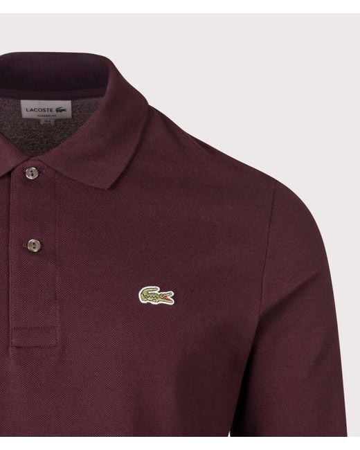 Lacoste Red Classic Fit Long Sleeve Croc Logo Polo Shirt for men