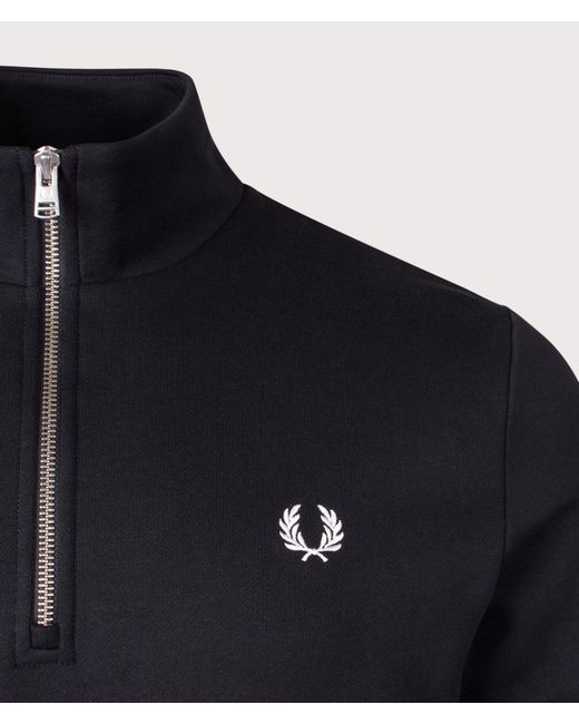 Fred Perry Blue Regular Fit Quarter Zip Sweatshirt for men