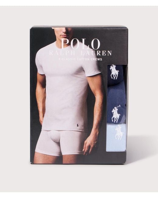 Polo Ralph Lauren Blue 3 Pack Slim Fit Crewneck Loungewear T-Shirt for men