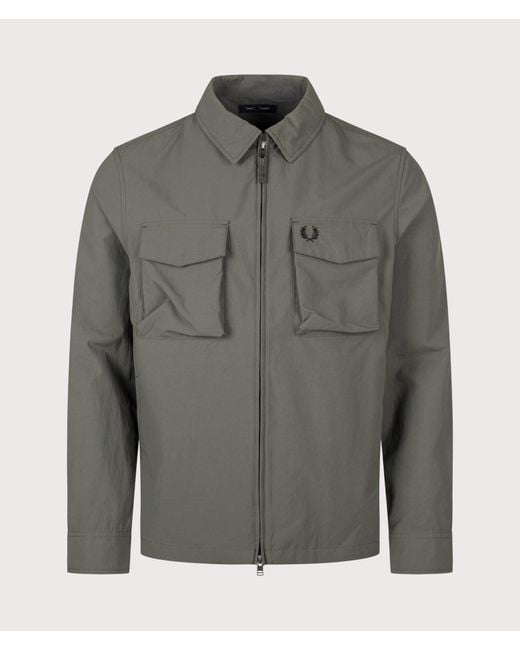 Fred Perry Gray Regular Fit Ripstop Pocket Overshirt for men
