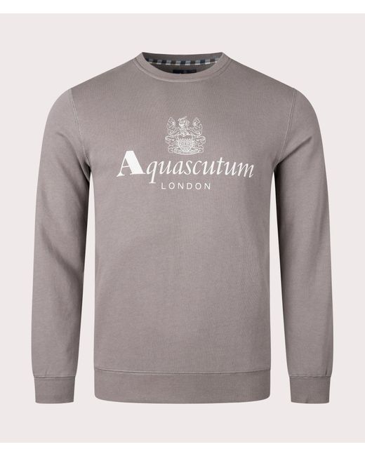 Aquascutum Gray Active Small Logo Crew Neck Sweatshirt for men