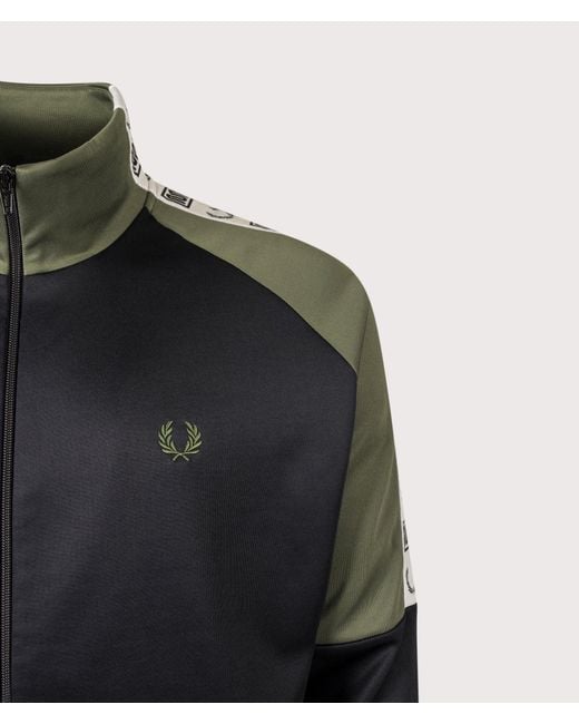 Fred Perry Black Oversized Fit Meyba Taped Raglan Track Jacket for men