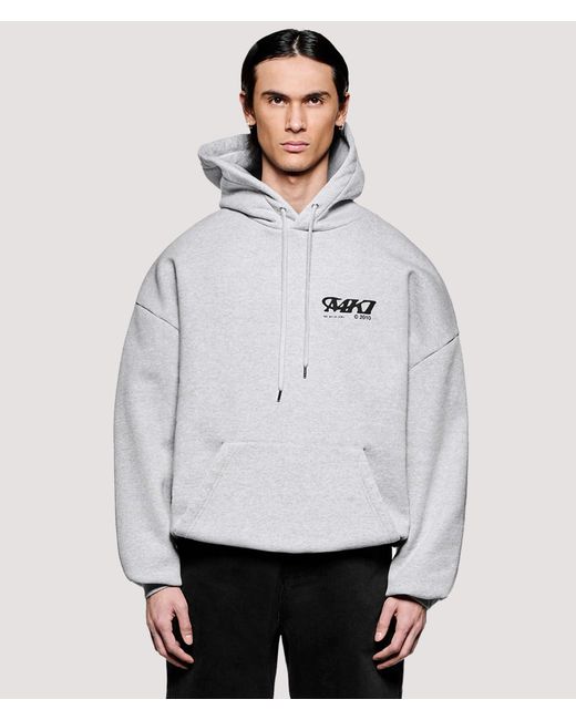 MKI Miyuki-Zoku Gray Box Fit Stack Hoodie for men
