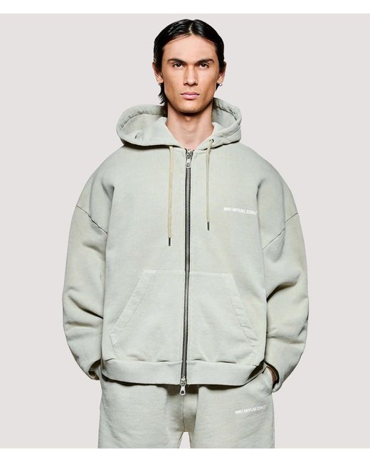 MKI Miyuki-Zoku Gray Box Fit Uniform Zip Through Hoodie for men