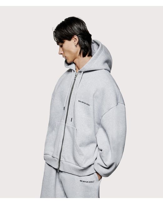 MKI Miyuki-Zoku White Oversized Uniform Zip Through Hoodie for men